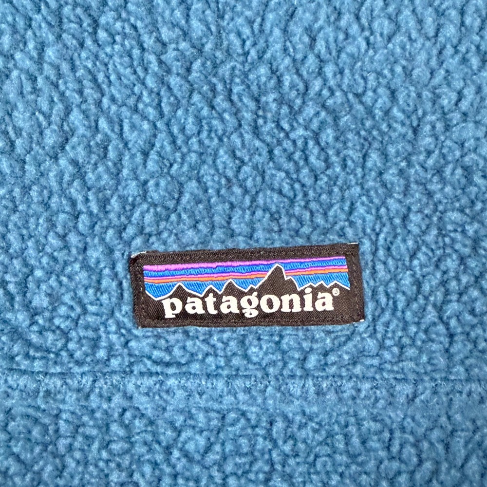 Patagonia Mens XL Blue Fleece Pullover Sweatshirt Mock Neck Button Pockets Logo - Picture 7 of 9